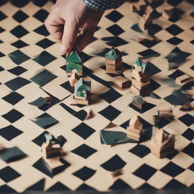Homeowner managing mortgage payments as part of an effective long-term asset/liability strategy on a chessboard. Illustrates financial planning and stability.