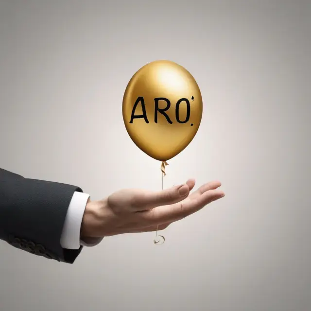 Golden hand lets go of a giant balloon labeled