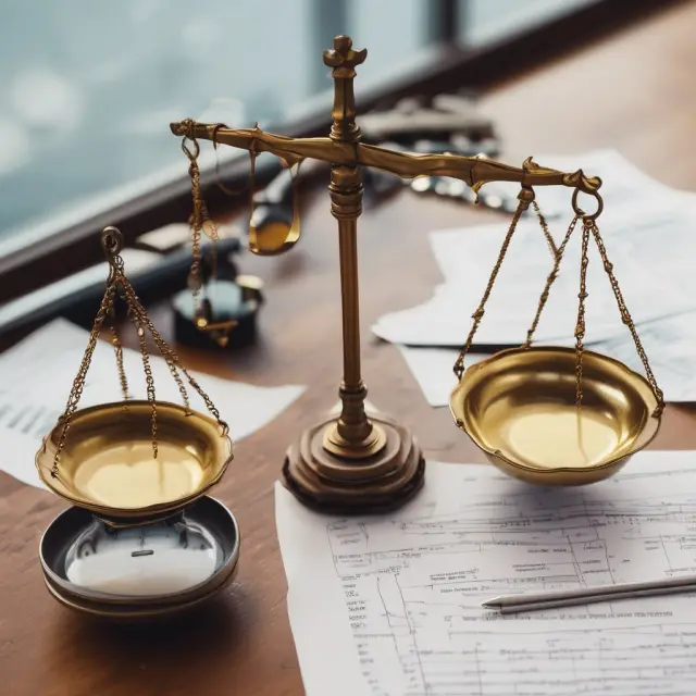 An image of a balance scale with oil rigs symbolizing assets and financial reports representing liabilities illustrating asset retirement obligations.