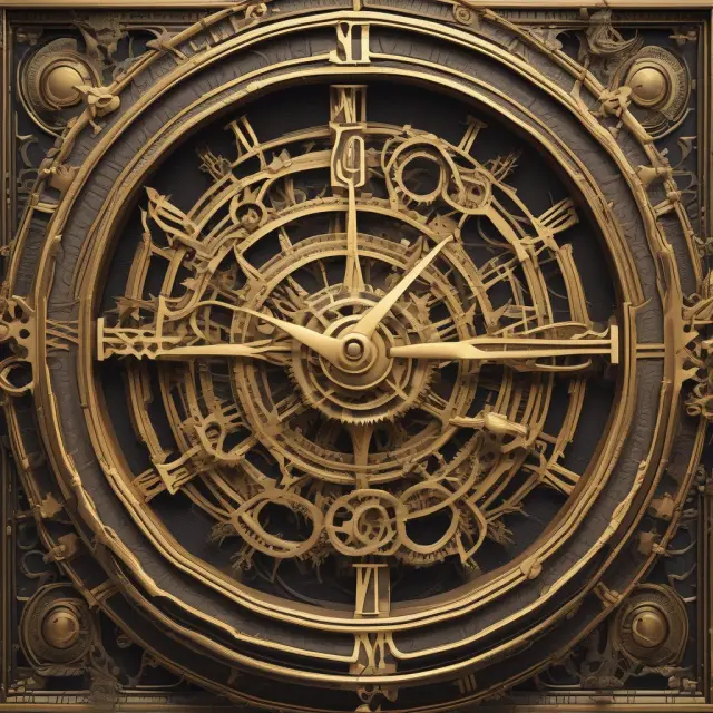 Golden clock with interconnected gears symbolizing fixed assets and their depreciation process