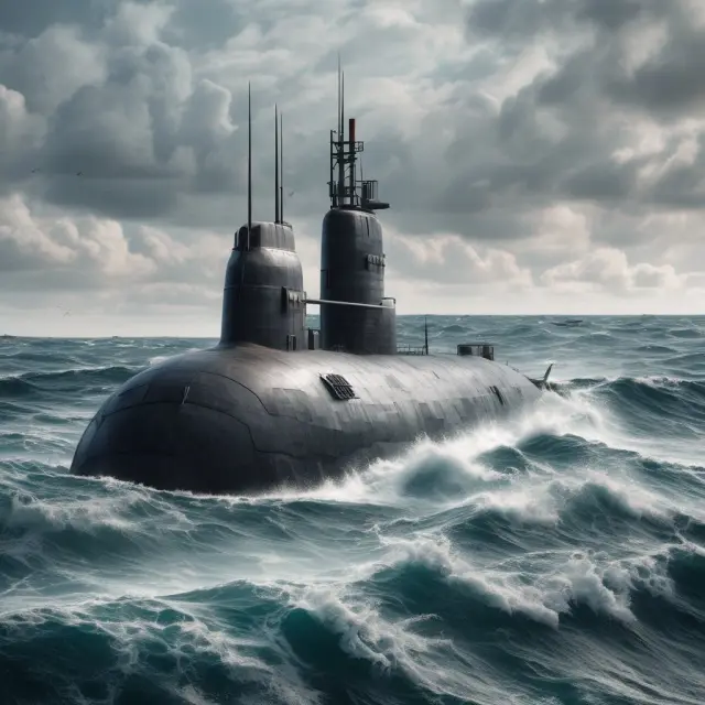A submarine braves the seas, representing Asset-Backed Commercial Paper (ABCP), as it navigates diverse funding sources: medium-term notes, extendible commercial paper, and subordinated debt