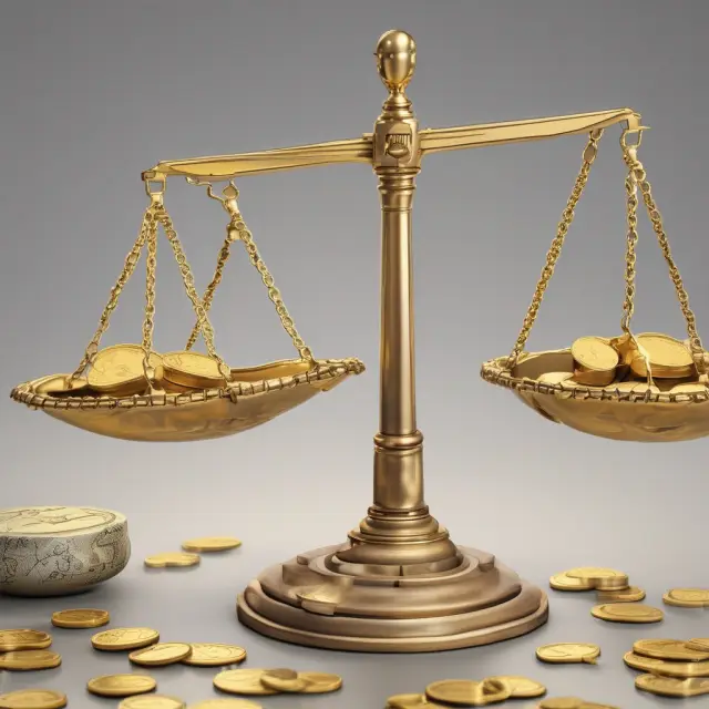 Golden scales balance risky stocks (equities) and stable bonds (fixed-income), illustrating asset allocation for balancing risk and reward