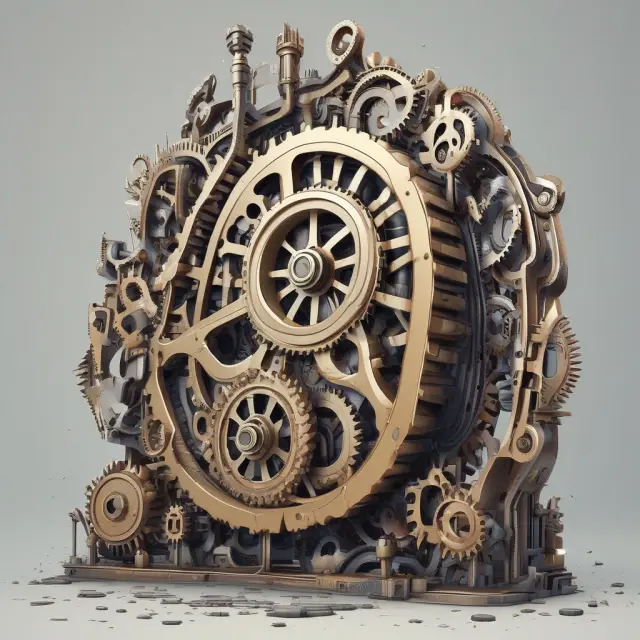 A business engine being fueled by a river of liquid assets, transforming into interlocking gears symbolizing asset-based loans
