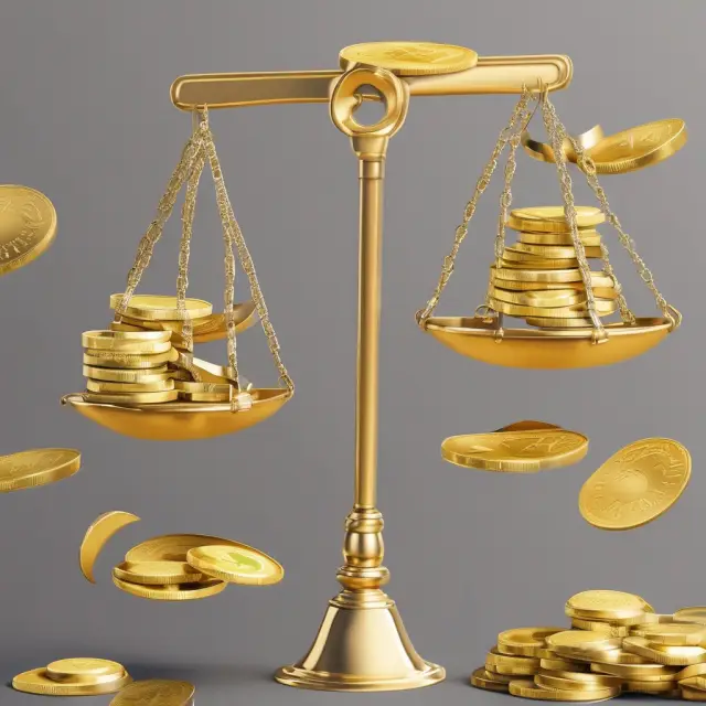 A balance scale holds gold coins representing advantages of asset-based lending while burdened by assets symbolizing disadvantages