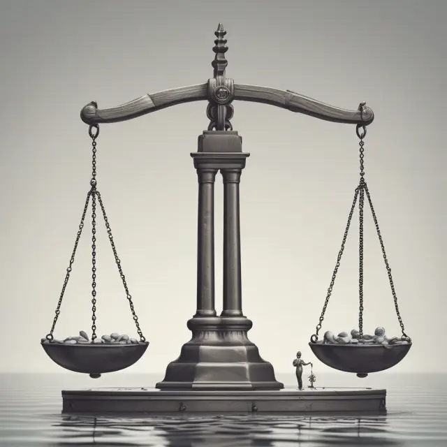 A balance scale holds government bonds (heavy, stable) and corporate bonds (lighter, riskier), representing the predictability of cash flows from fixed income investments.
