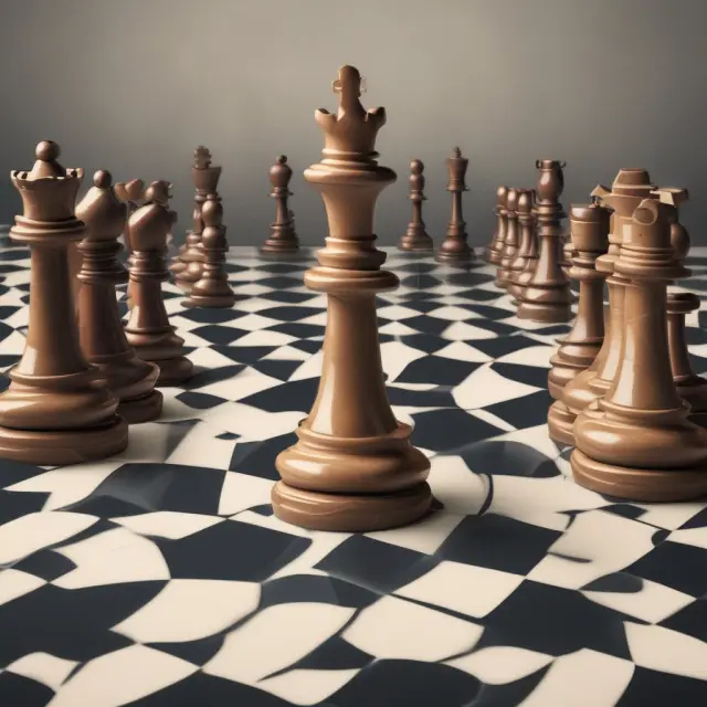 Financial giants GE with high ratio, Lehman Brothers with low ratio, and Ford with improving asset coverage ratios on a chessboard