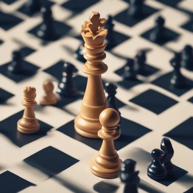 Chessboard with two sets of pieces symbolizing asset financing (existing assets as collateral) and asset-based lending (new asset purchase)