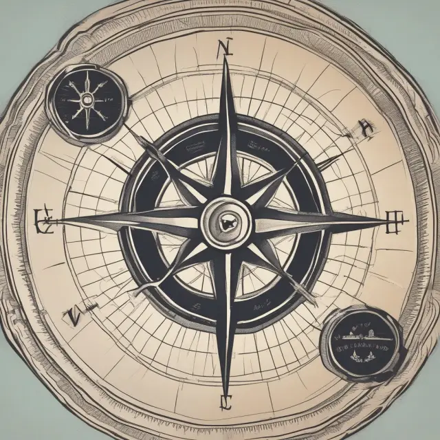 A compass with adjusting arms illustrating the influence of economic trends on asset financing