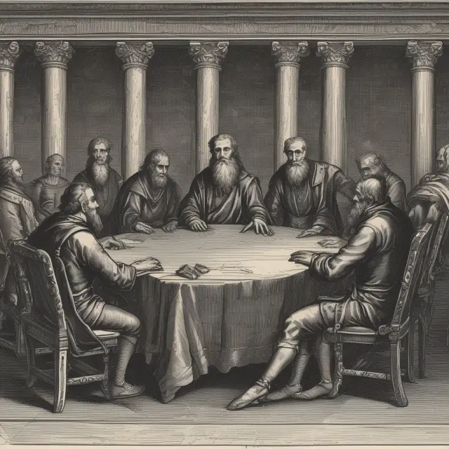 A scene of a protection buyer, swap seller, LIBOR rate, and SOFR gathered at a conference table, engaging in an asset swap transaction.