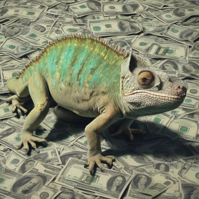 A chameleon transforms from a fixed-rate bond into a floating-rate currency to represent the diverse applications of asset swaps in risk management.