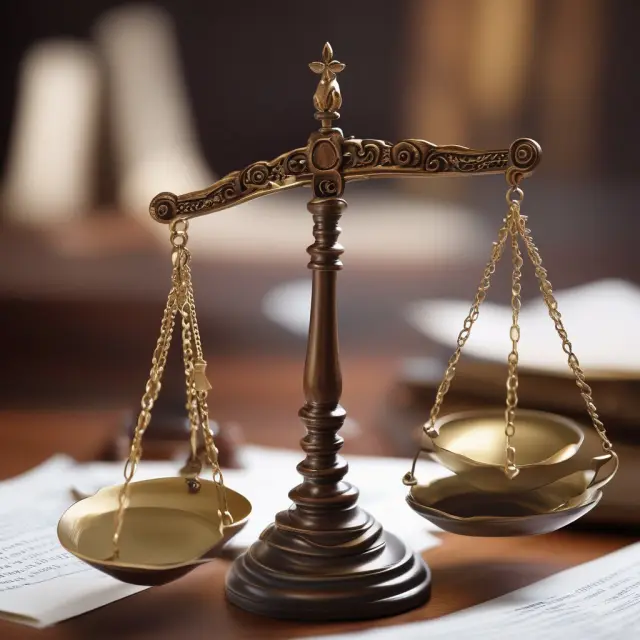 A pair of justice scales balanced with legal documents and contracts, representing fair agreements in assignments
