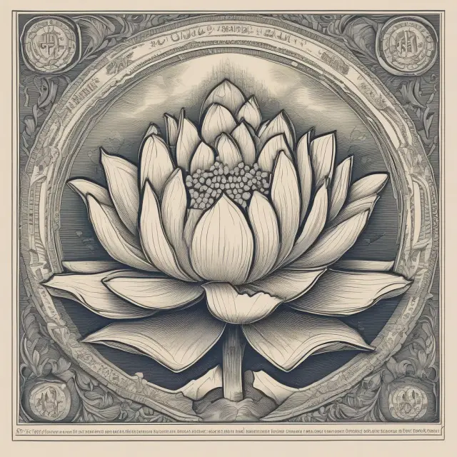 A lotus flower emerging from a sea of discounted bonds symbolizing the potential for yield enhancement through capital gains as bond prices converge with par value.
