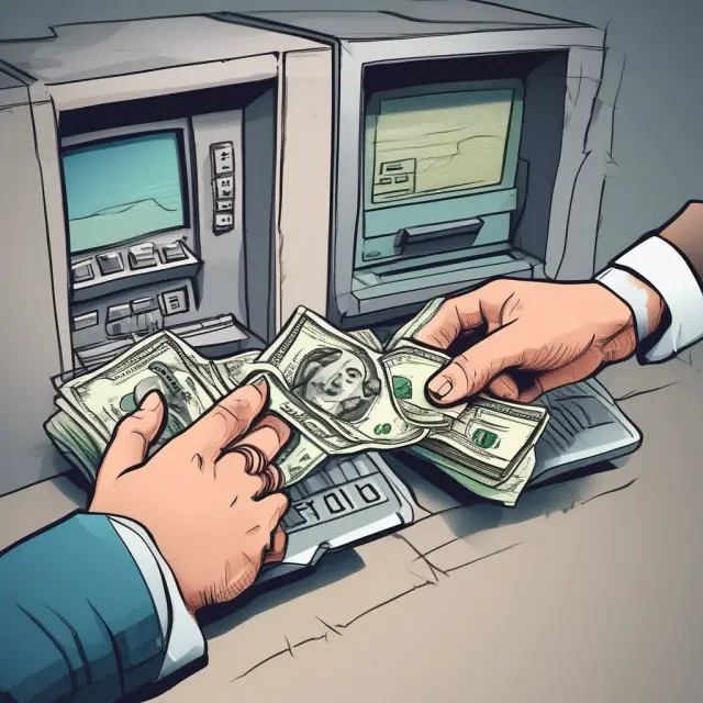 Hands withdrawing money from separate ATMs, one simple and the other advanced, symbolizing basic and complex transactions