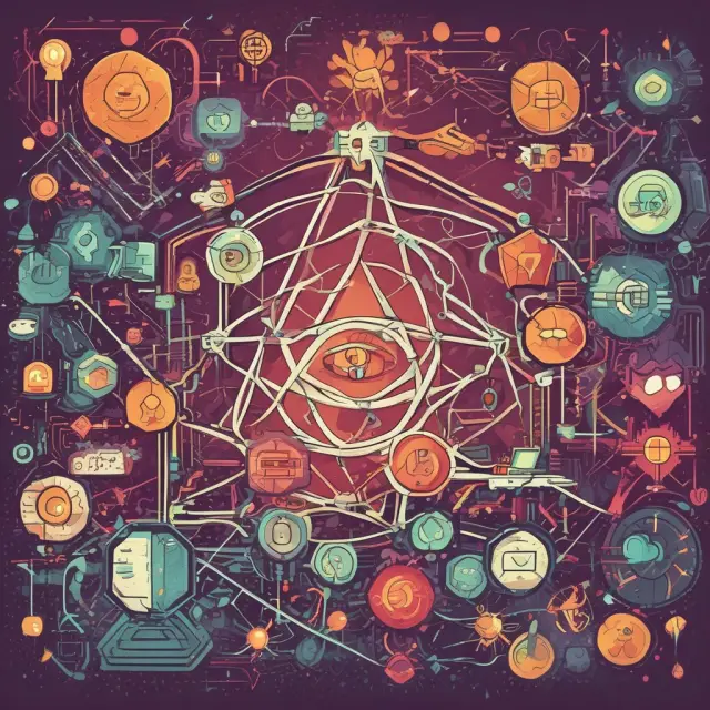 Two interconnected blockchains exchanging tokens through atomic swaps, symbolizing decentralized exchange and trustless transactions