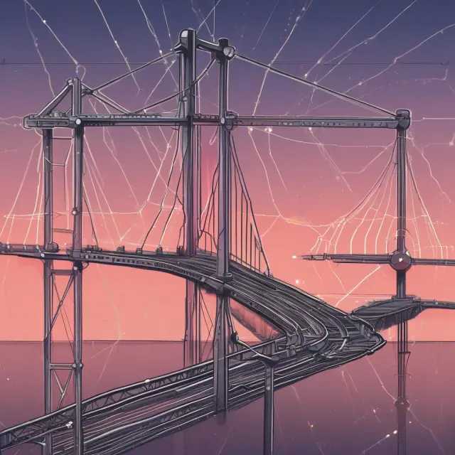 Image of two interconnected blockchains exchanging tokens through a secure, trustless Atomic Swap.