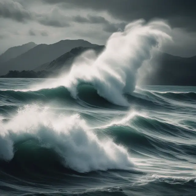A turbulent sea represents high volatility assets, while a tranquil lake signifies low volatility ones.