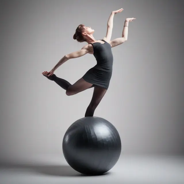 Dancer poised on an unstable, volatility-measuring ball (Average True Range), symbolizing effective risk management.