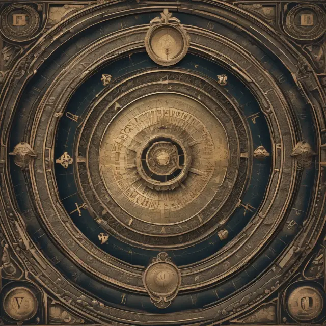 Visualization of market conditions influencing the value of at-the-money options, represented by delta, gamma, theta, vega, and rho orbs orbiting a clock face