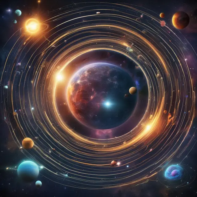 A vibrant image of various celestial bodies (representing asset classes) orbiting around a glowing, central index sun.