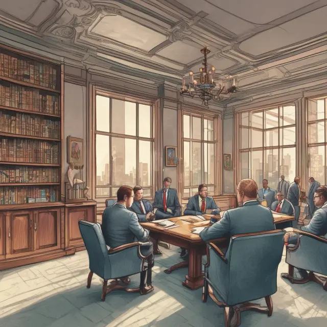 An image of an audit committee symbolized by a protective group of guardians, upholding transparent scales representing accuracy and integrity