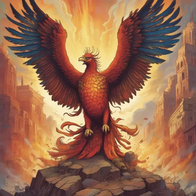 Phoenix symbolizing audit committee, rising from financial reports to ensure accuracy and regulatory compliance