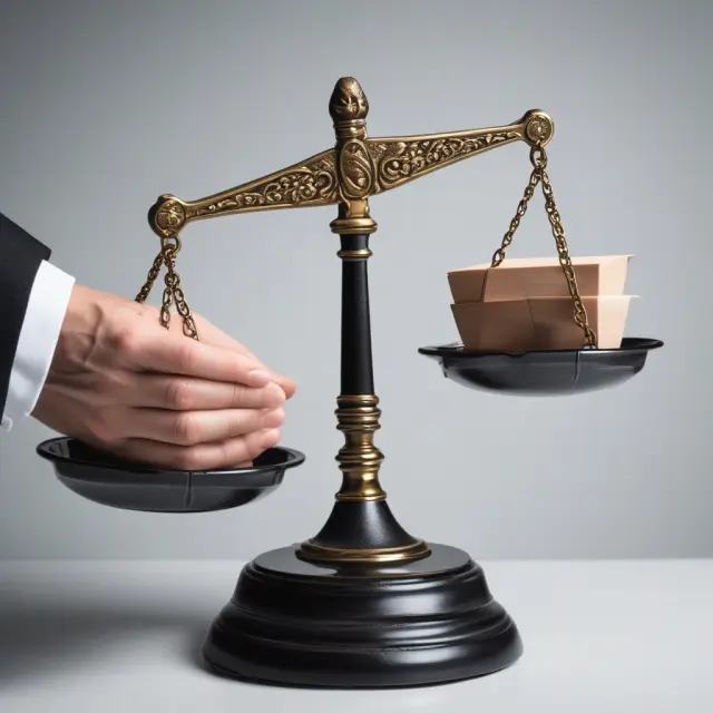 Auditor managing audit risk with balancing scales representing material misstatement and detection risks