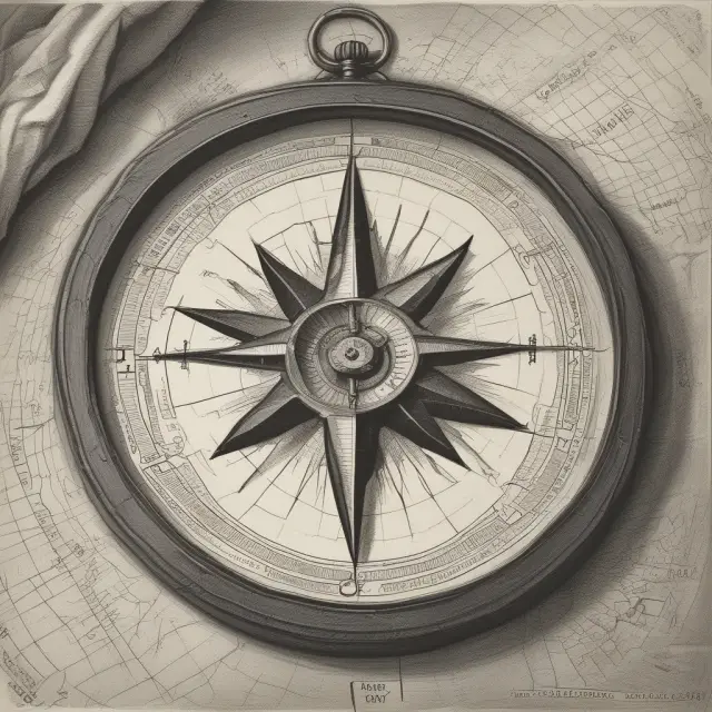 A compass with a question mark at its tip navigates a sea of financial statements and charts, symbolizing auditing