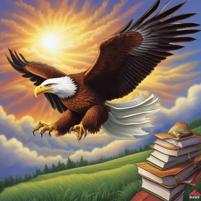 An eagle representing auditors flying above GAAP and SEC accounting regulations to verify the accuracy of financial statements
