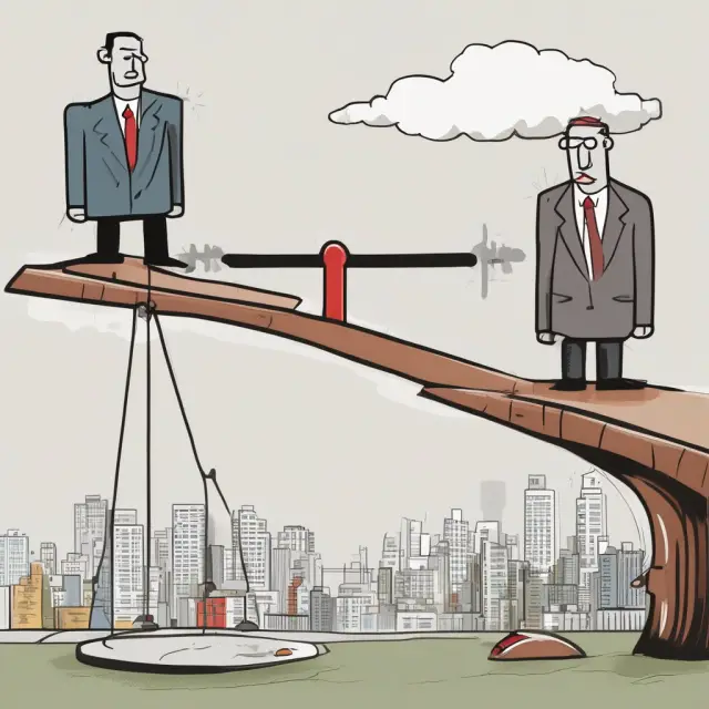 Visualization of the economic seesaw representing the debate between proponents and opponents of austerity policies