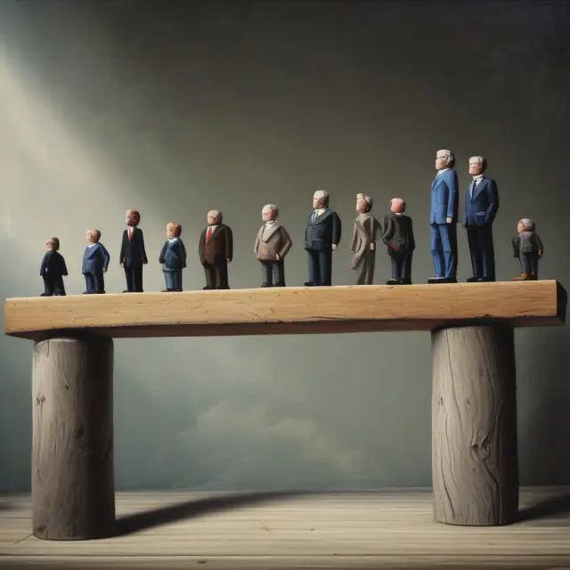 A seesaw with scales representing various economic elements balancing out austerity measures