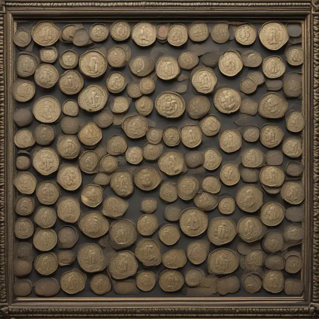 An ancient coin waterfall representing the influence of historical price trends on future investment opportunities through autocorrelation analysis.