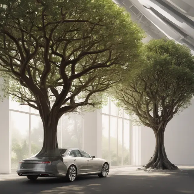 An autonomous tree symbolizes essential needs, while an induced tree represents non-essential luxuries. Both trees interact and grow within the financial landscape.