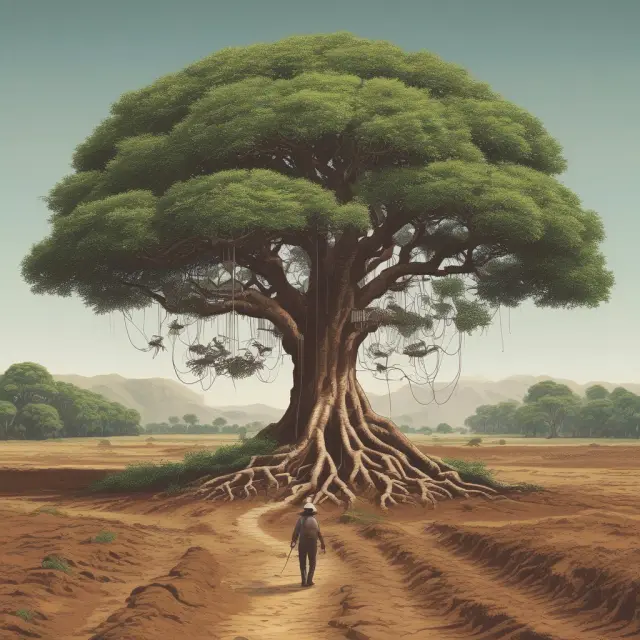 Image of a tree representing a country with its roots reaching deep into the ground, symbolizing autonomous expenditures providing essential foundation for growth and stability.