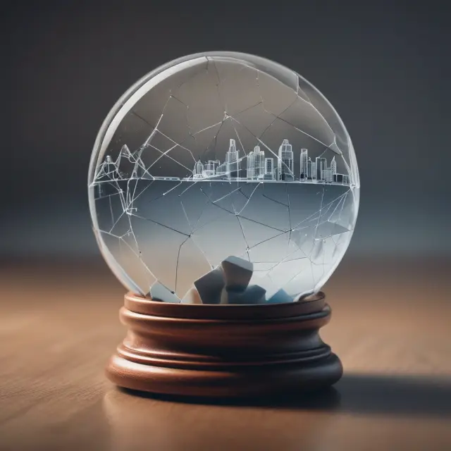 An ARIMA model represented by a crystal ball, symbolizing the unveiling of financial insights and future trends from time series data