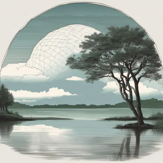 A tranquil lake symbolizes stationary data; its clear reflections illustrate reliable ARIMA forecasts