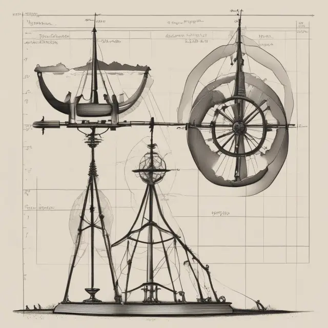 An ARIMA model depicted as an intricate weathervane with time series data turning gears, forecasting future investment trends