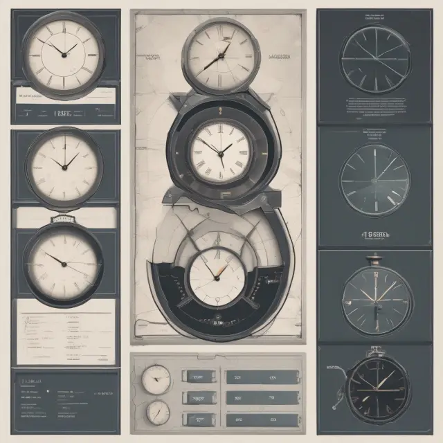 Clock face transforms to display average age of inventory segments, symbolizing financial insights.
