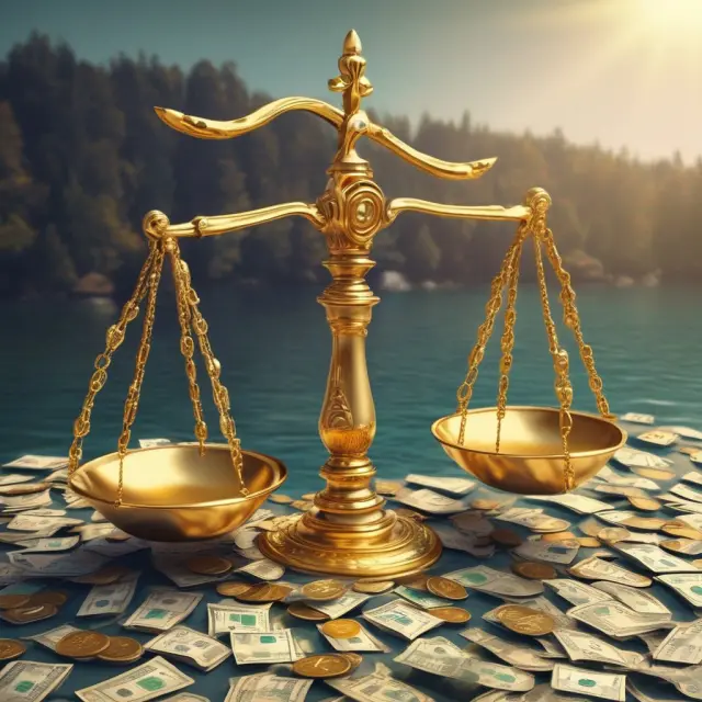 An image of golden scales representing inventory balanced against a stream of cash symbolizing cost of goods sold