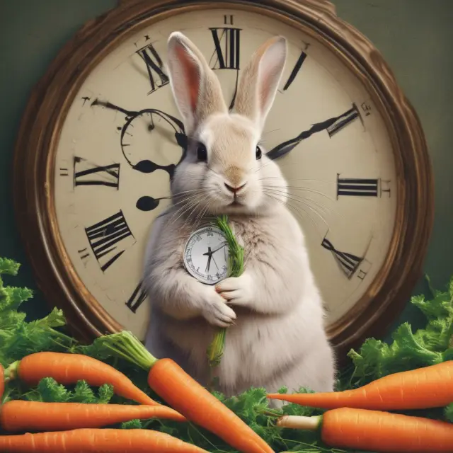Agile rabbit managing inventory efficiently with a clock in its paws, emphasizing operational efficiency and profitability.