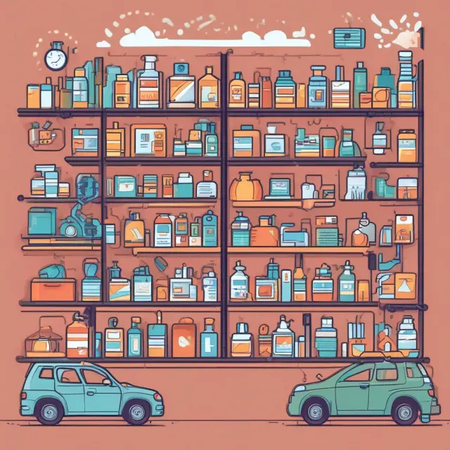 Image of a scale with technology gadgets, retail shelves, an aging car, and evolving pharmaceuticals, symbolizing the importance of managing inventory age in industries.