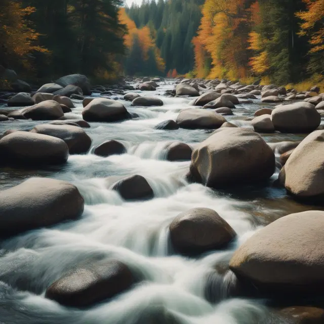 River flowing with boulders representing moving average inventory values for easier comparison