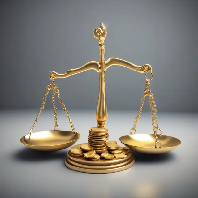 Golden scales balance inventory levels, representing effective sales and cost management