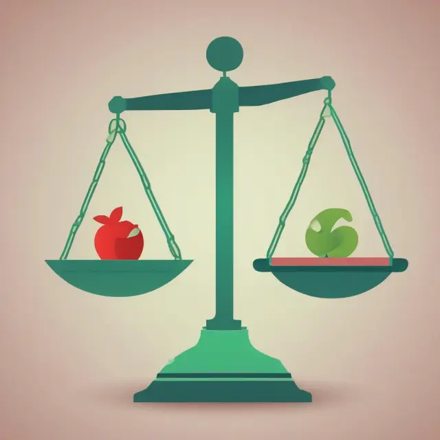 Scale illustrating balance of green (good) versus red (bad) for credit score health