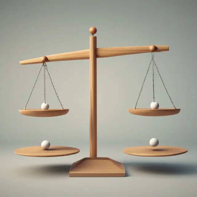 Image of a seesaw with two balanced weights symbolizing average and principal balances, highlighting their differences.