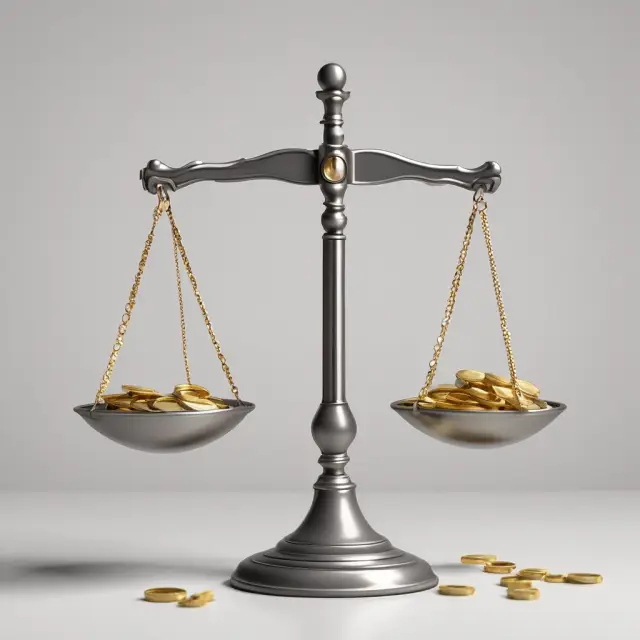 A balance scale comparing gold (income) and silver (consumption), illustrating Average Propensity to Consume