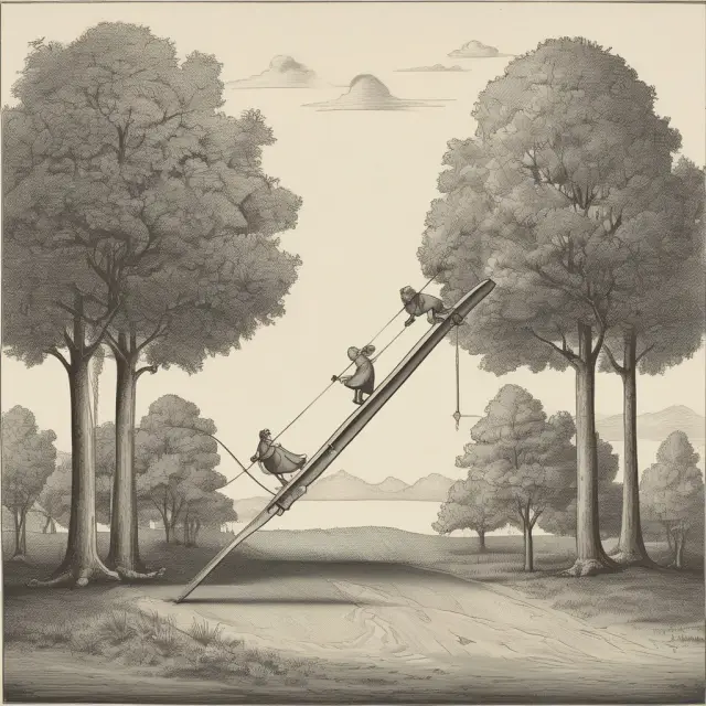 Seesaw represents marginal propensity to consume, illustrating how income affects consumer spending and savings.