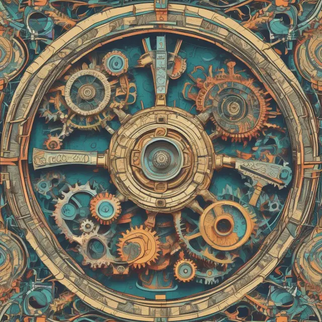 Economist analyzing a kaleidoscope of interconnected gears, symbolizing Average Propensity to Consume (APC), influencing personal finance and policy making