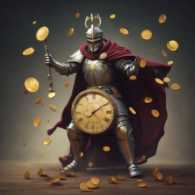 Knight charging towards clock with golden coins: Best practices for improving Days Sales Outstanding through effective credit control