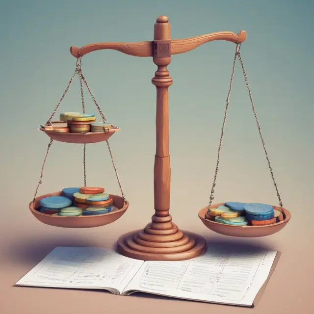 Scale representing investment amounts balanced atop an average-calculating abacus