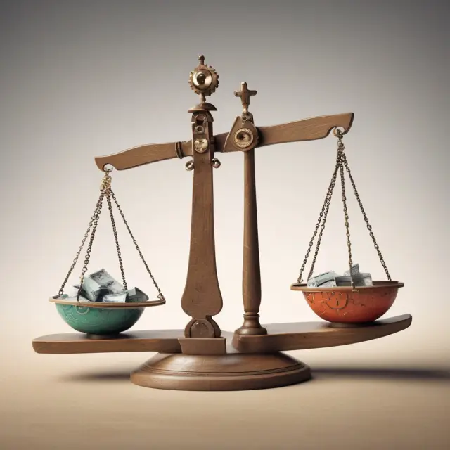 Seesaw representing Average Daily Balance method in credit card interest calculations, with clock gears illustrating TILA disclosures